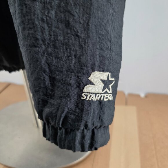 VTG 90s NBA CHARLOTTE HORNETS STARTER PUFFER JACKET PULLOVER SIZE L BLACK - Picture 8 of 15